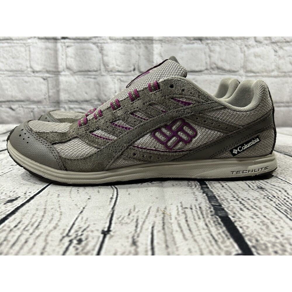 COLUMBIA TECHLITE Women's Sneakers Size 8.5 BL2551-103 Brown/Lavender No Laces